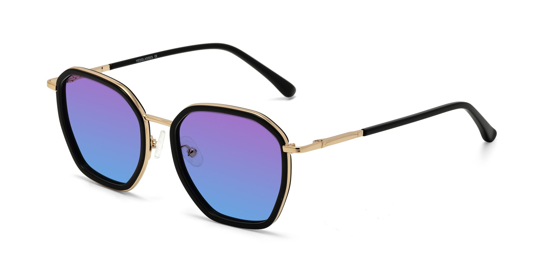 Angle of Fammily in Black-Gold with Purple / Blue Gradient Lenses