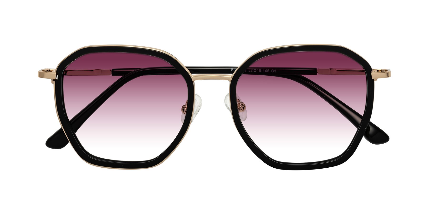 Folded Front of Fammily in Black-Gold with Wine Gradient Lenses