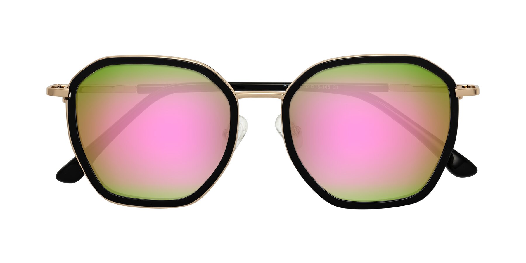 Folded Front of Fammily in Black-Gold with Pink Mirrored Lenses