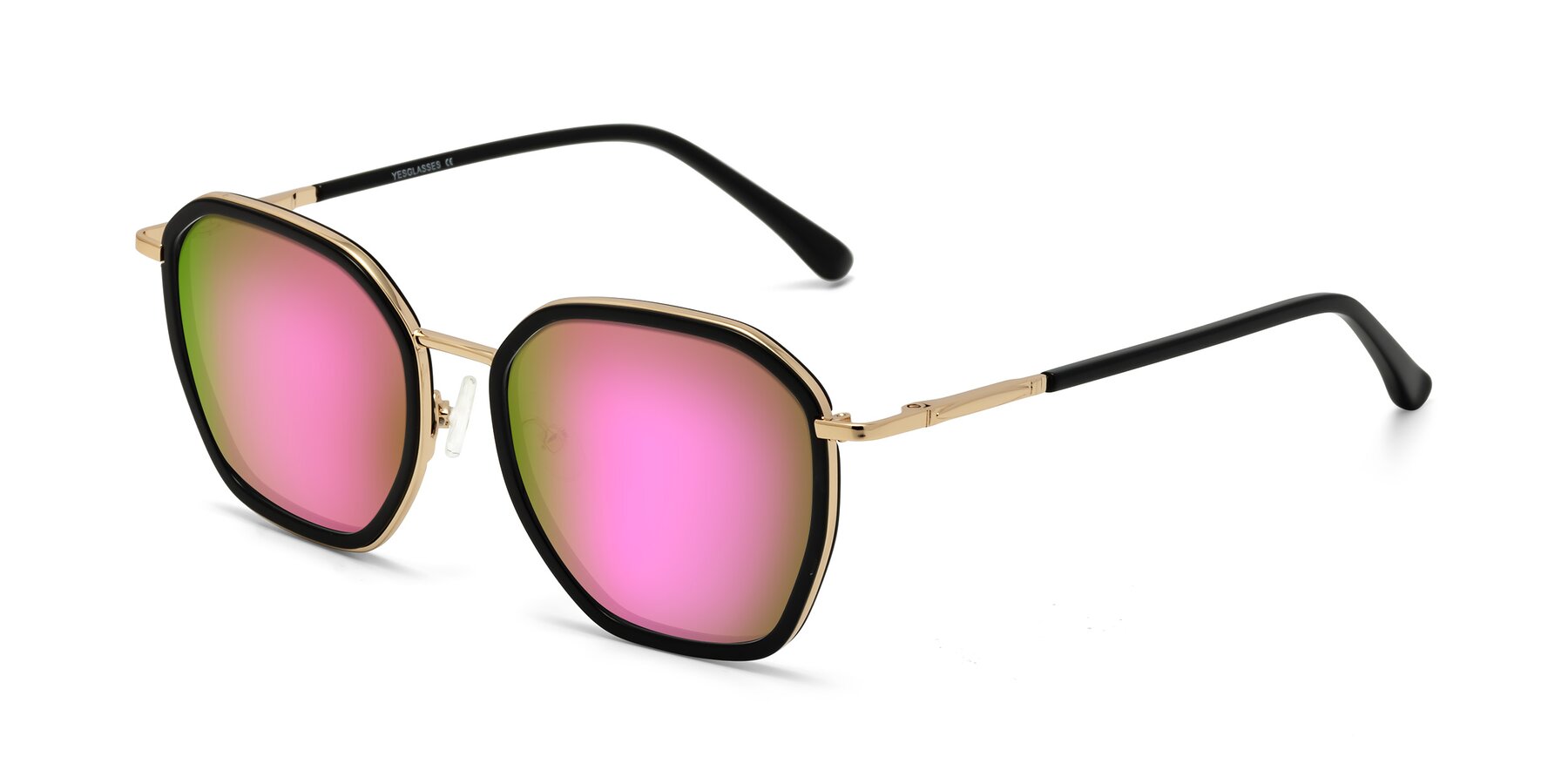 Angle of Fammily in Black-Gold with Pink Mirrored Lenses