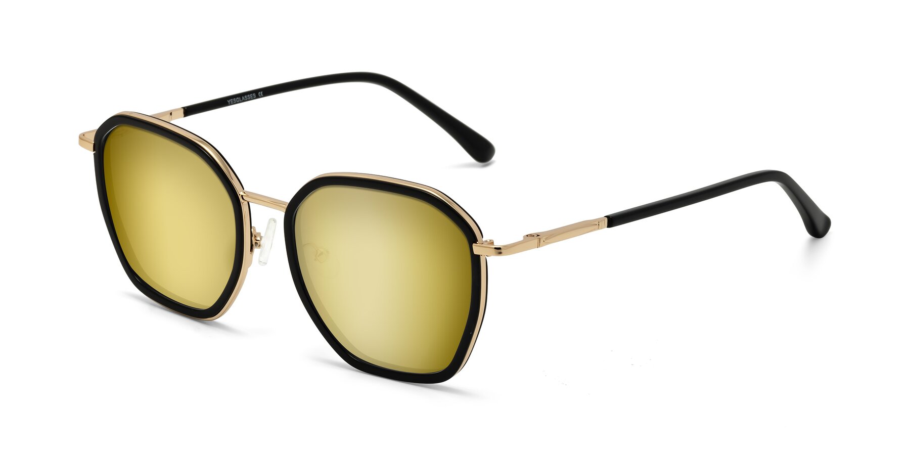 Angle of Fammily in Black-Gold with Gold Mirrored Lenses