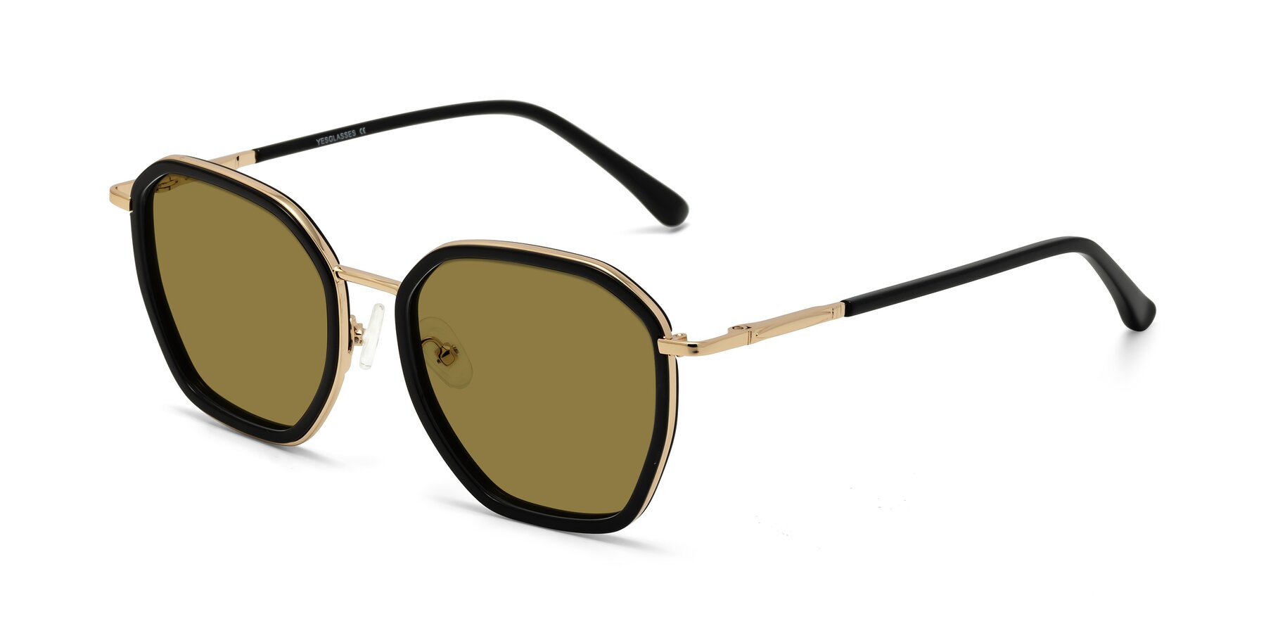 Angle of Fammily in Black-Gold with Brown Polarized Lenses