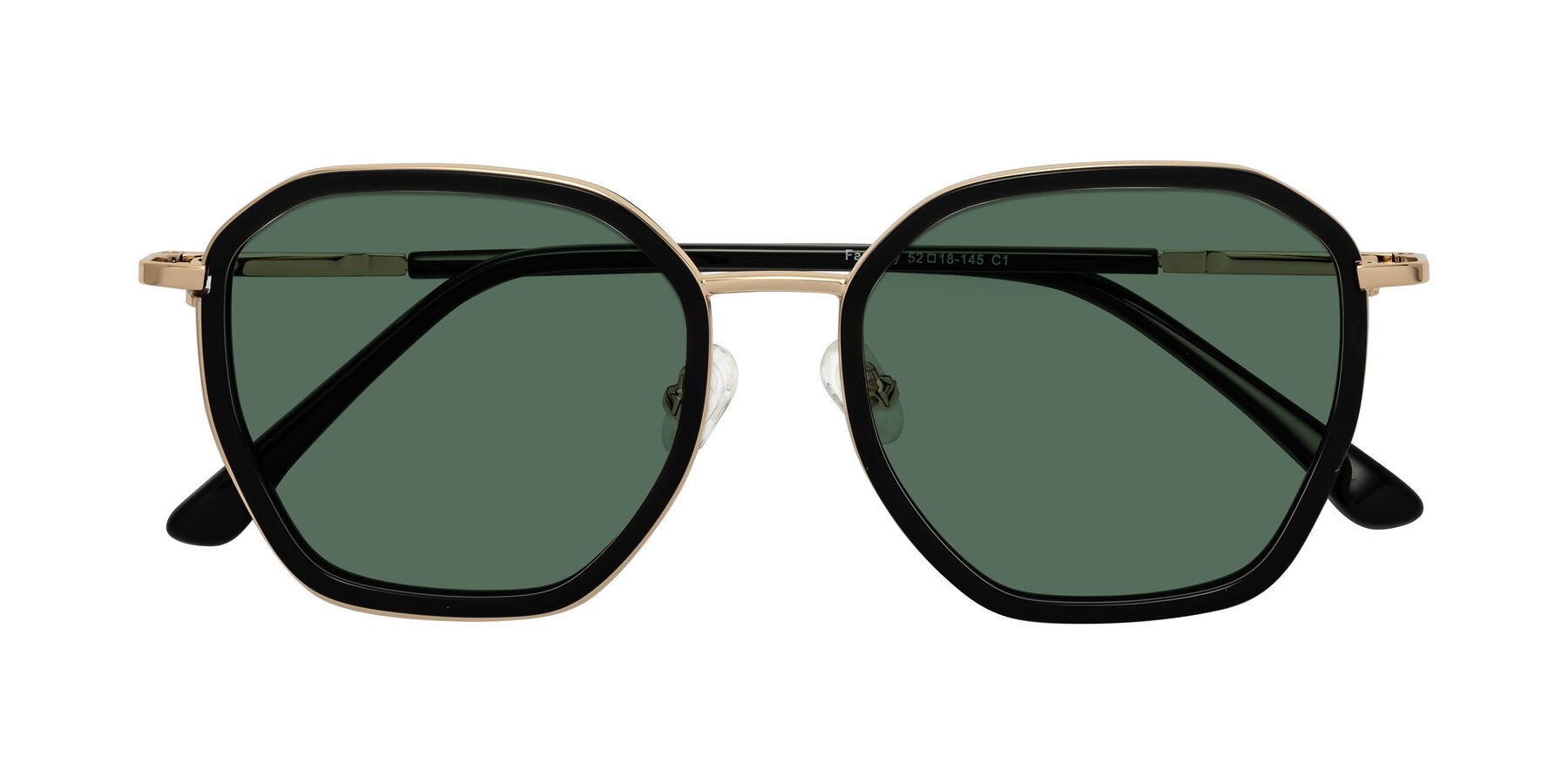 Folded Front of Fammily in Black-Gold with Green Polarized Lenses