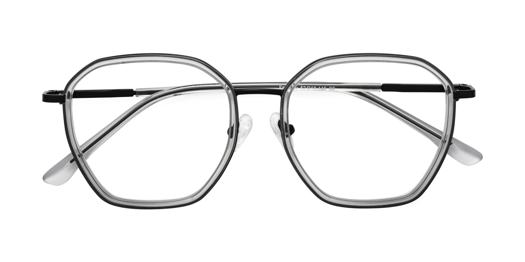 Folded Front of Fammily in Clear-Black with Clear Eyeglass Lenses