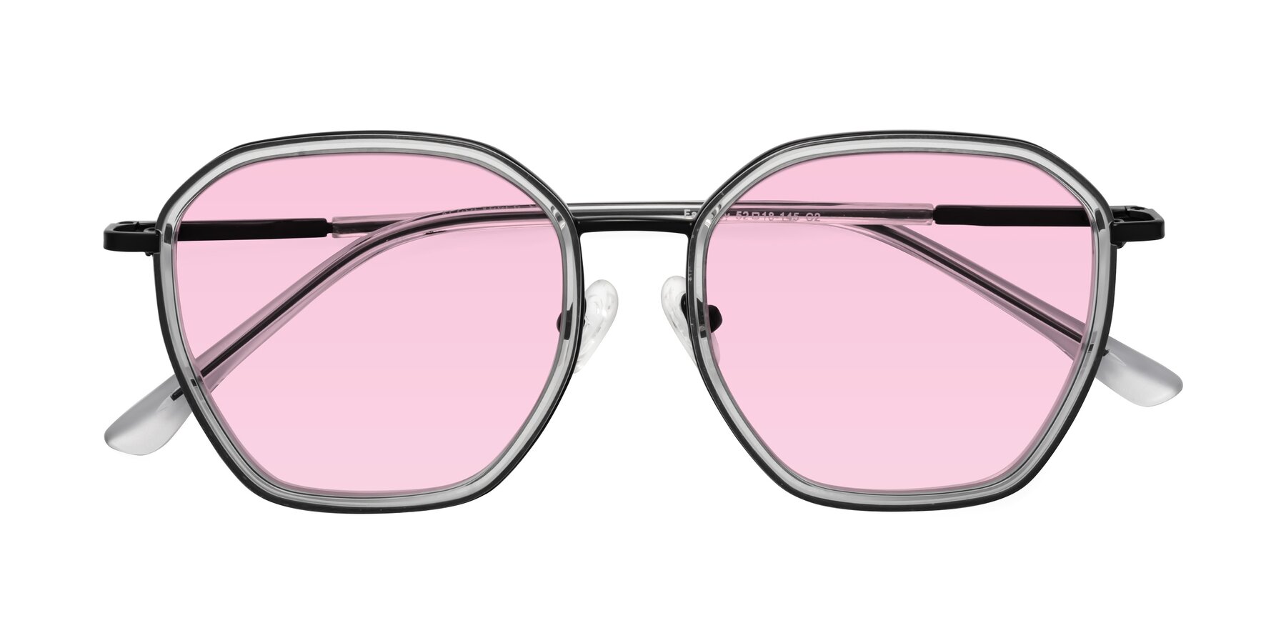 Folded Front of Fammily in Clear-Black with Light Pink Tinted Lenses