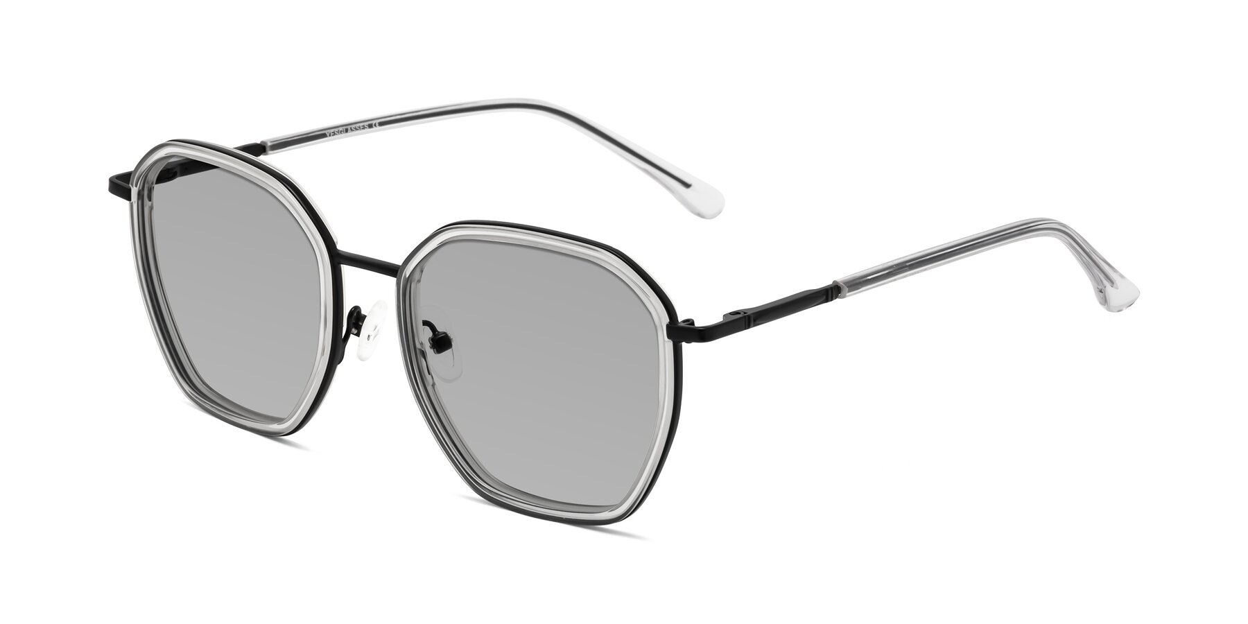 Angle of Fammily in Clear-Black with Light Gray Tinted Lenses