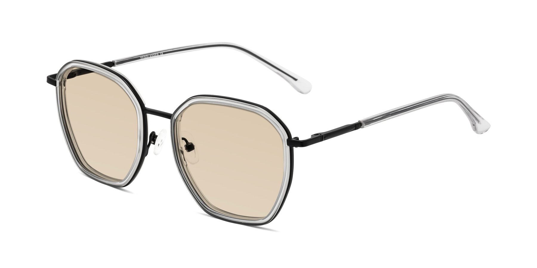 Angle of Fammily in Clear-Black with Light Brown Tinted Lenses