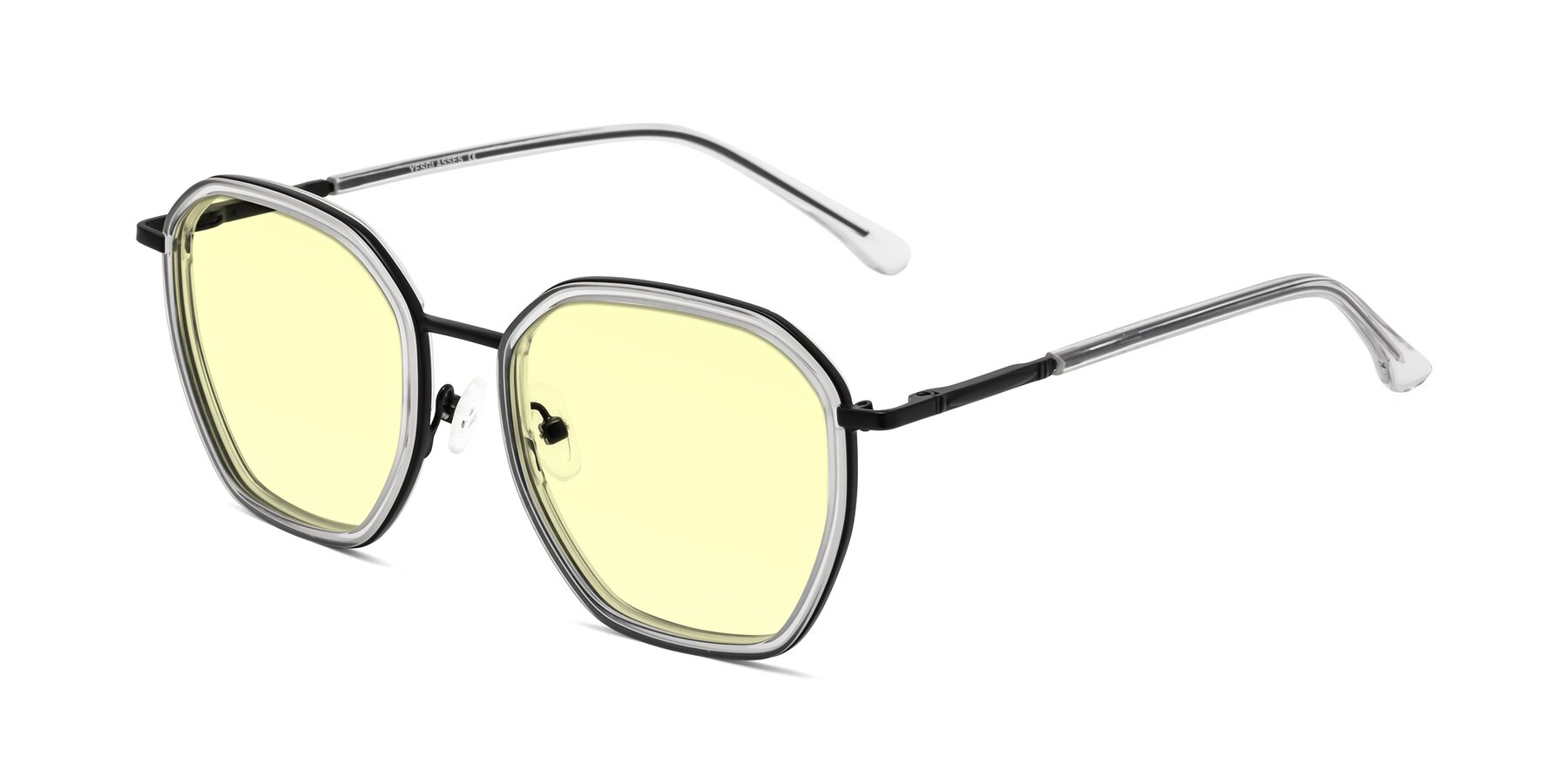 Angle of Fammily in Clear-Black with Light Yellow Tinted Lenses