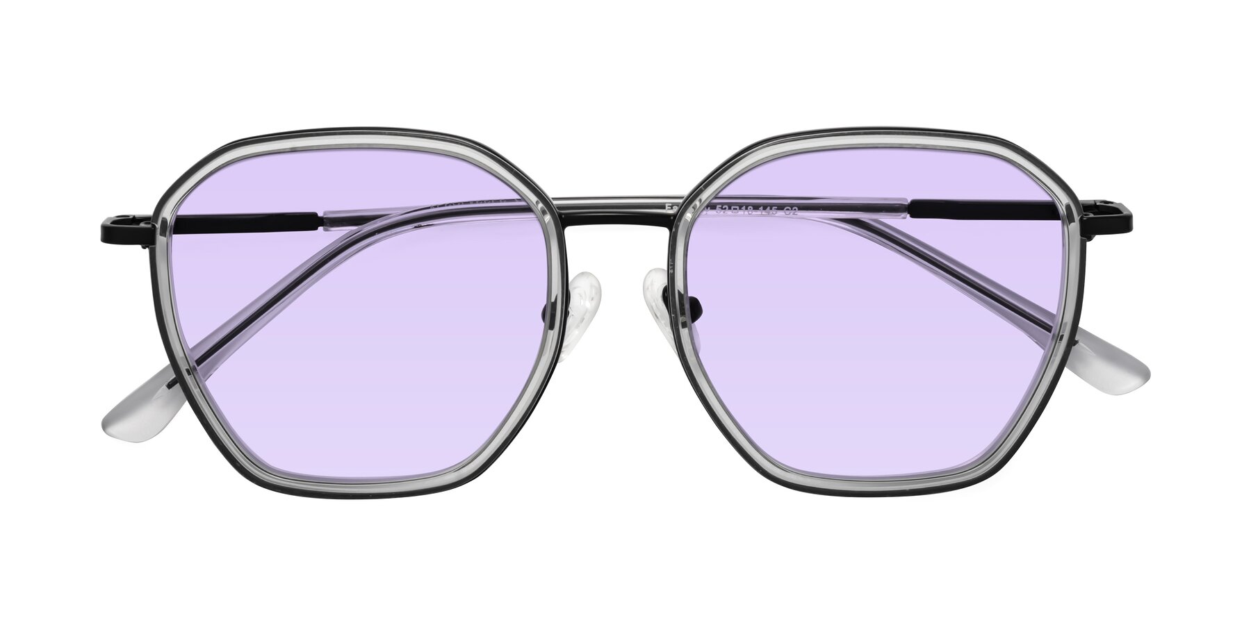 Folded Front of Fammily in Clear-Black with Light Purple Tinted Lenses