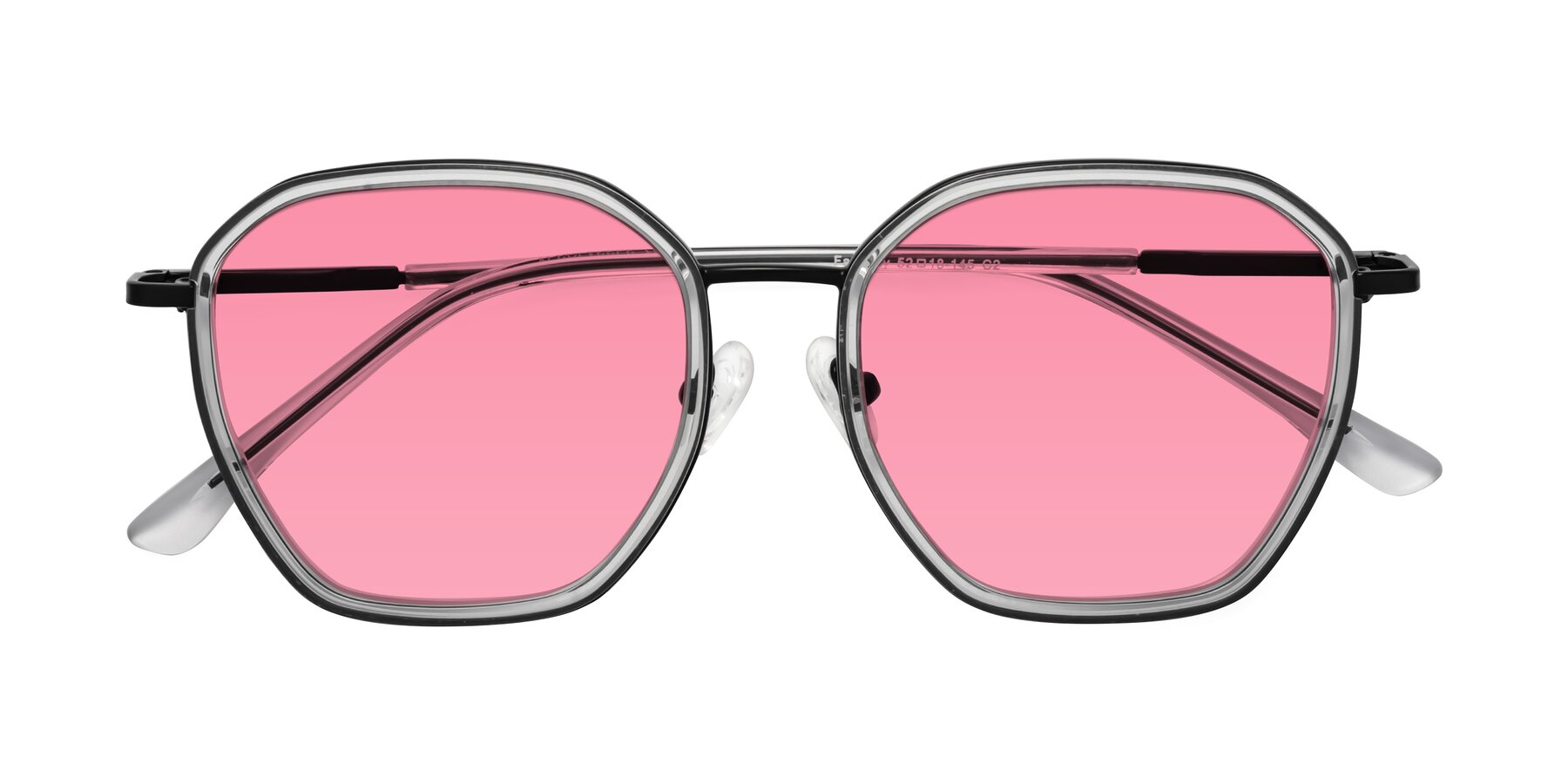 Folded Front of Fammily in Clear-Black with Pink Tinted Lenses