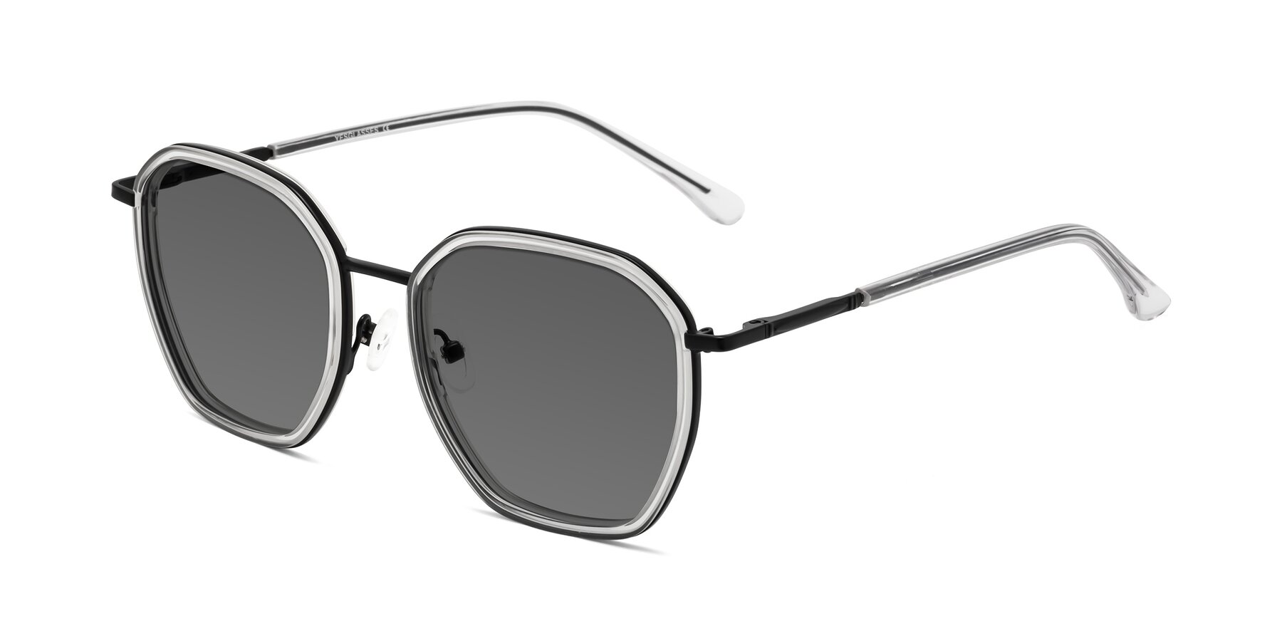 Angle of Fammily in Clear-Black with Medium Gray Tinted Lenses