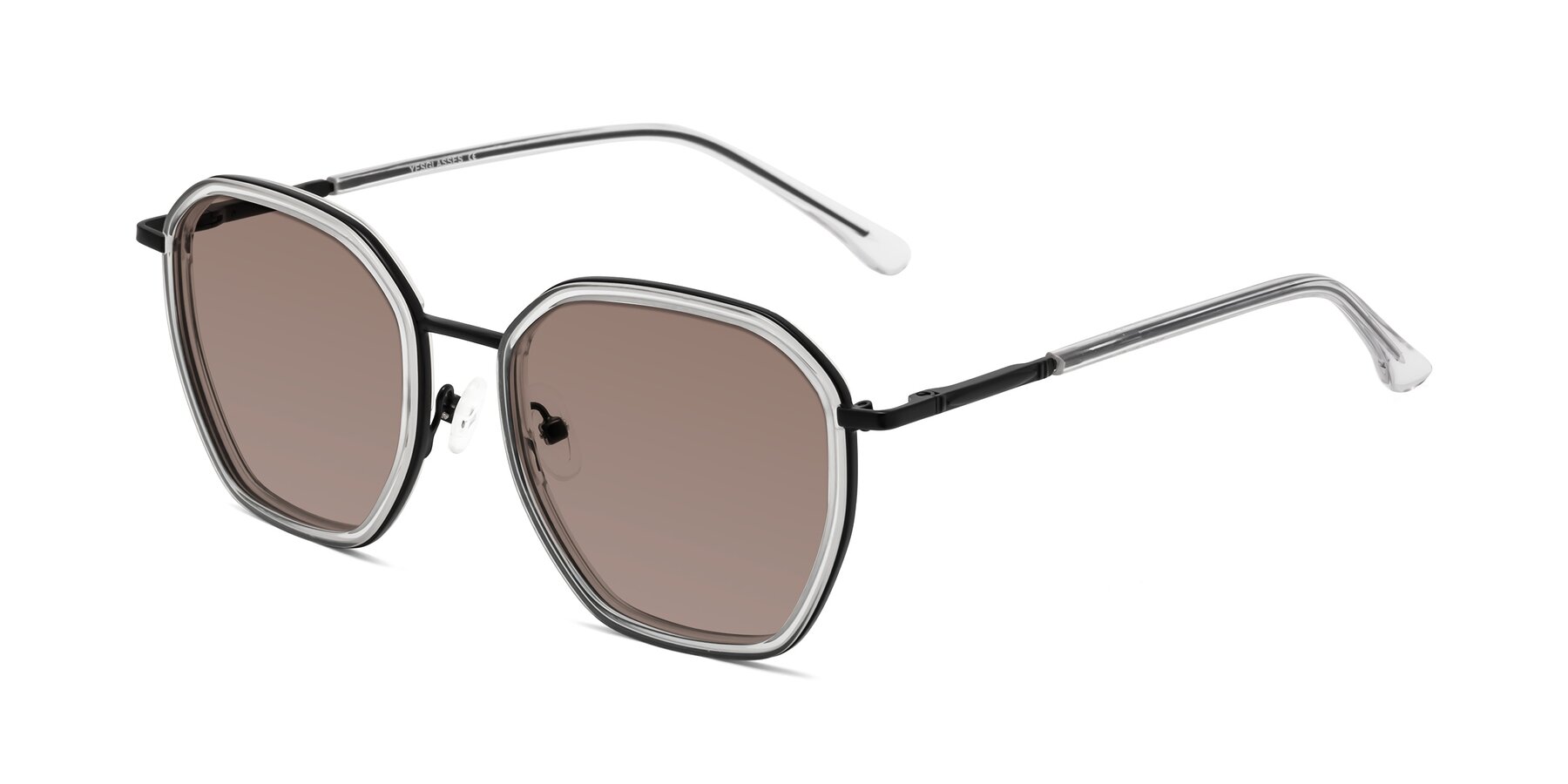 Angle of Fammily in Clear-Black with Medium Brown Tinted Lenses