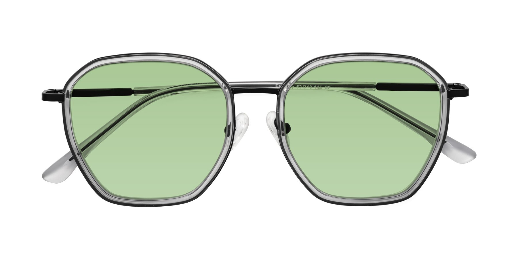 Folded Front of Fammily in Clear-Black with Medium Green Tinted Lenses