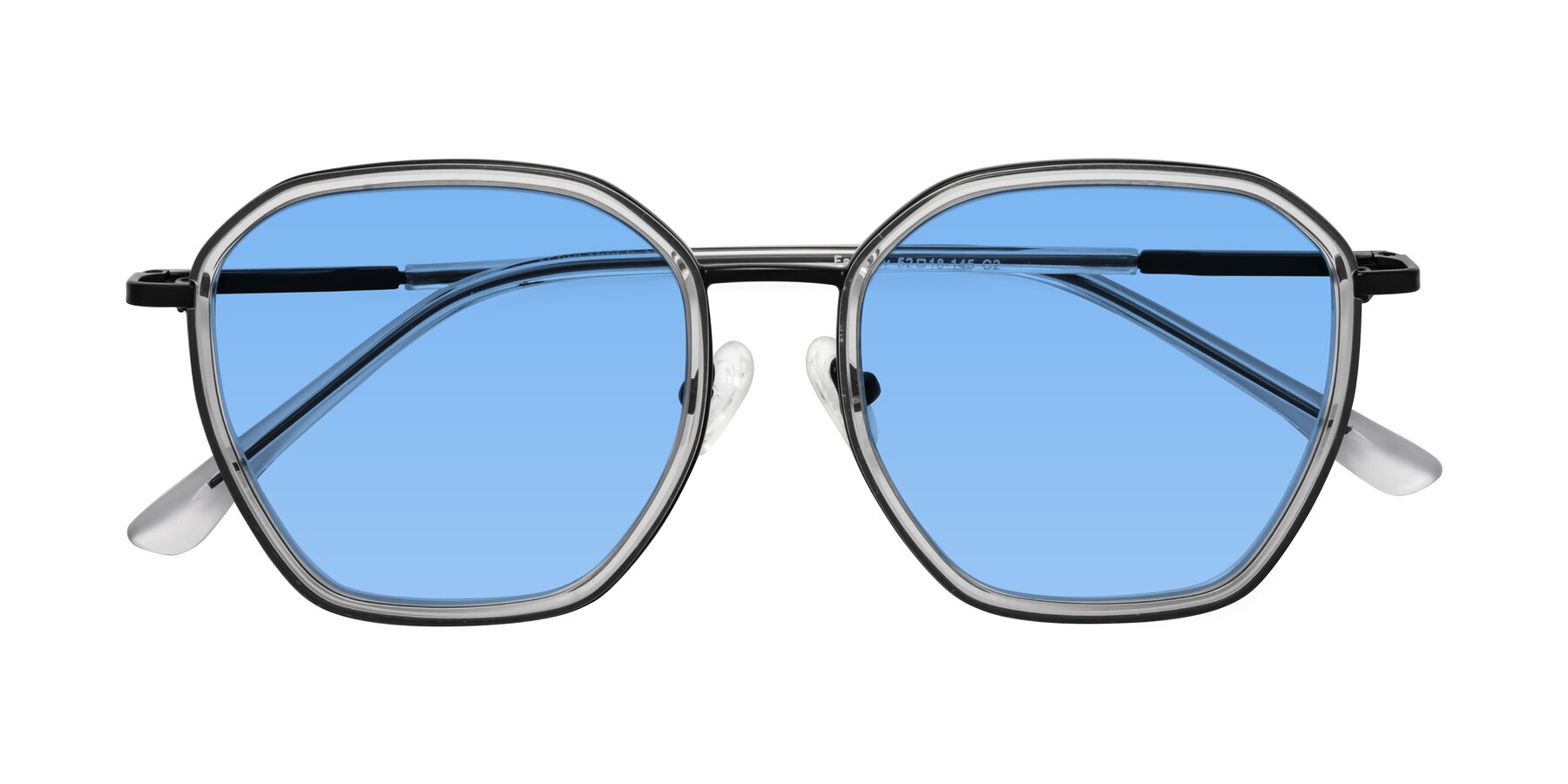 Folded Front of Fammily in Clear-Black with Medium Blue Tinted Lenses