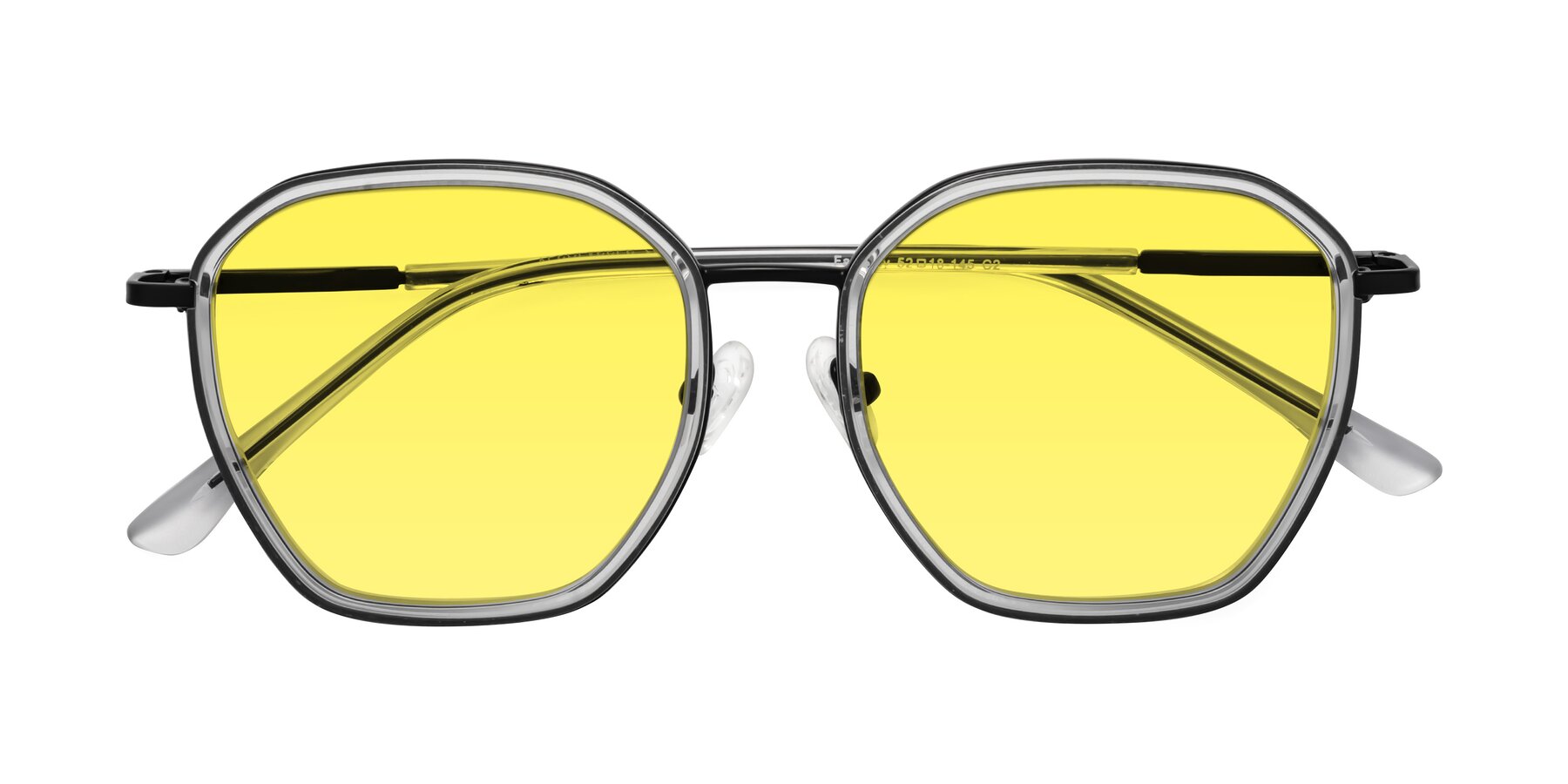 Folded Front of Fammily in Clear-Black with Medium Yellow Tinted Lenses