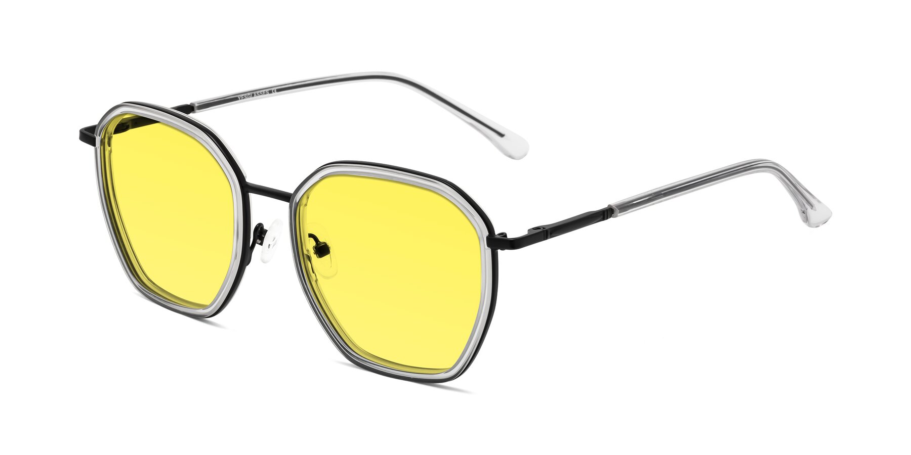 Angle of Fammily in Clear-Black with Medium Yellow Tinted Lenses