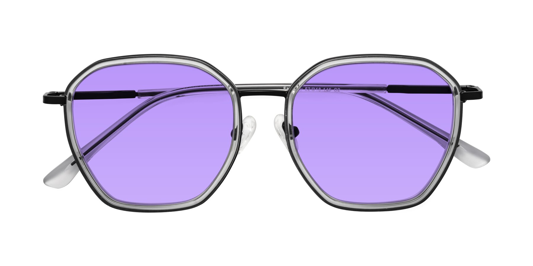 Folded Front of Fammily in Clear-Black with Medium Purple Tinted Lenses