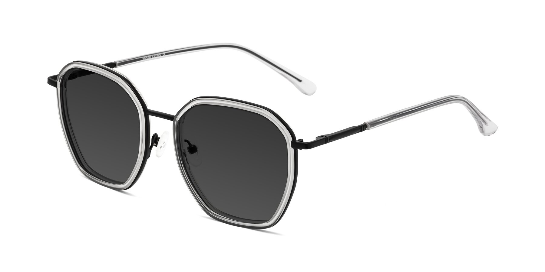 Angle of Fammily in Clear-Black with Gray Tinted Lenses