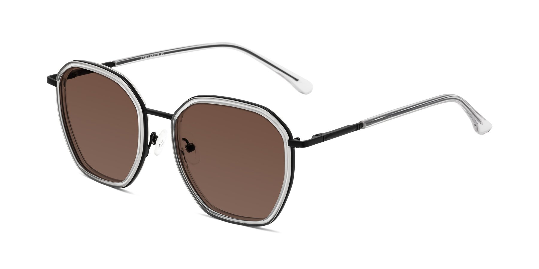 Angle of Fammily in Clear-Black with Brown Tinted Lenses