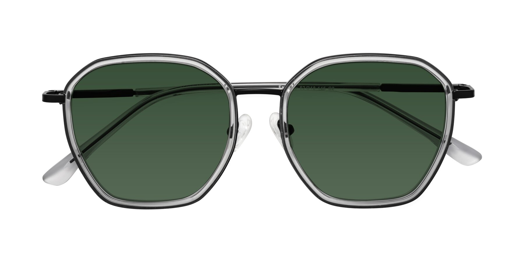 Folded Front of Fammily in Clear-Black with Green Tinted Lenses