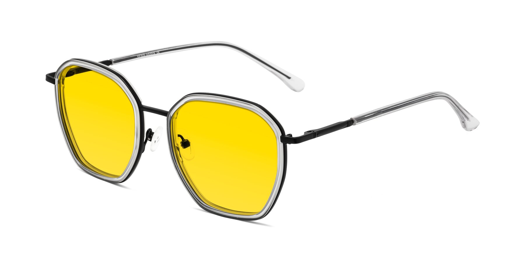 Angle of Fammily in Clear-Black with Yellow Tinted Lenses