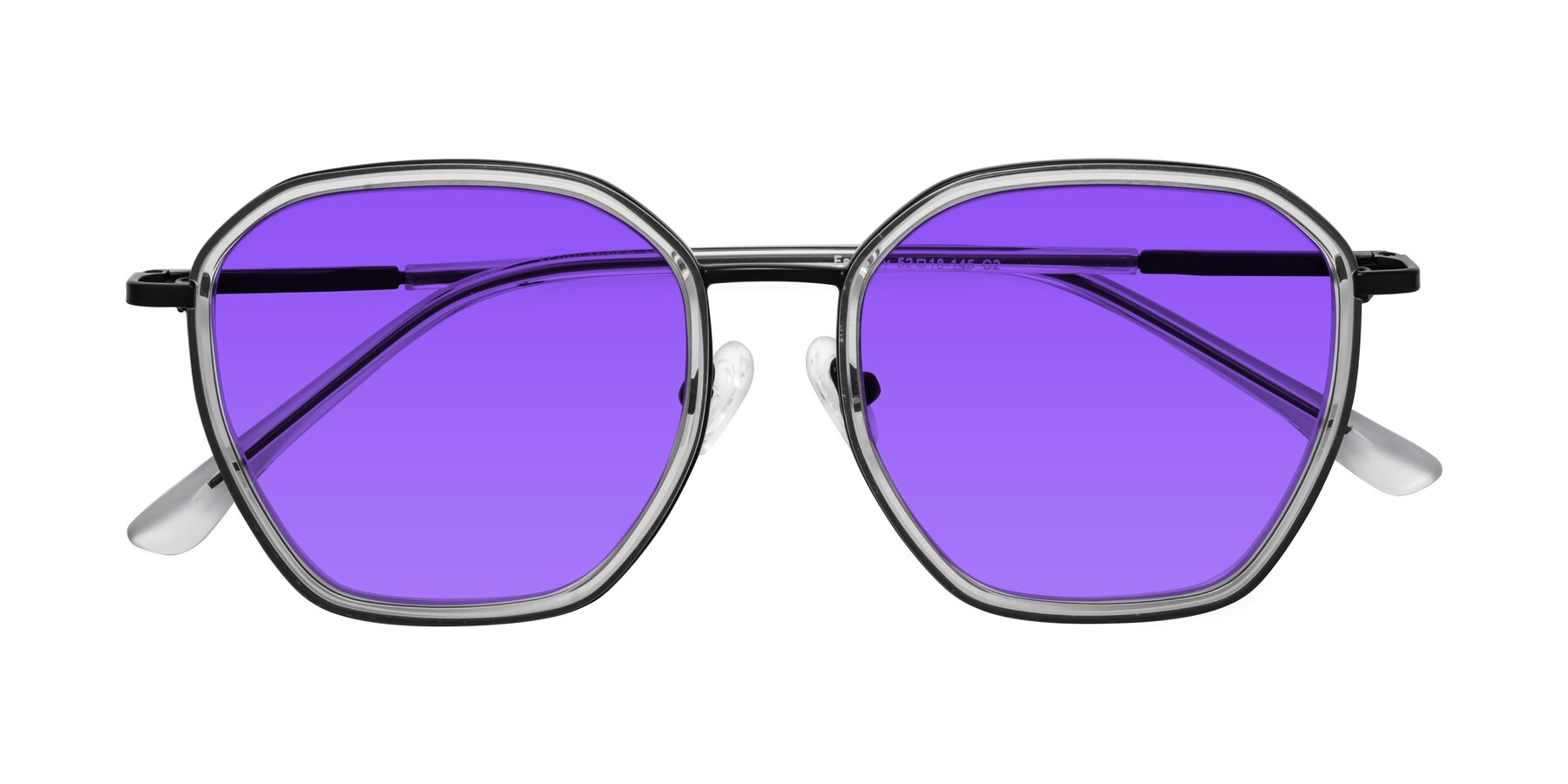 Folded Front of Fammily in Clear-Black with Purple Tinted Lenses