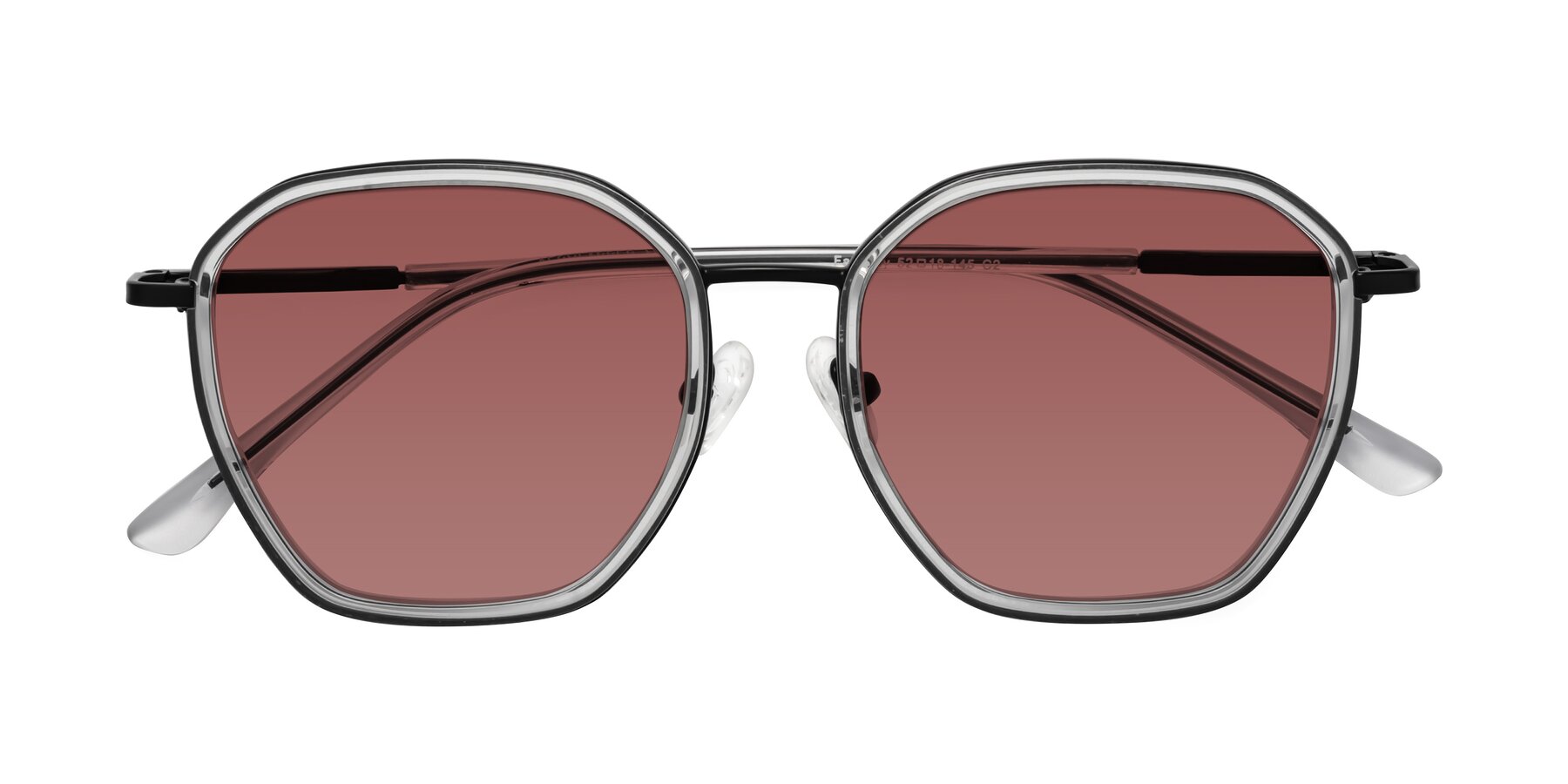 Folded Front of Fammily in Clear-Black with Garnet Tinted Lenses