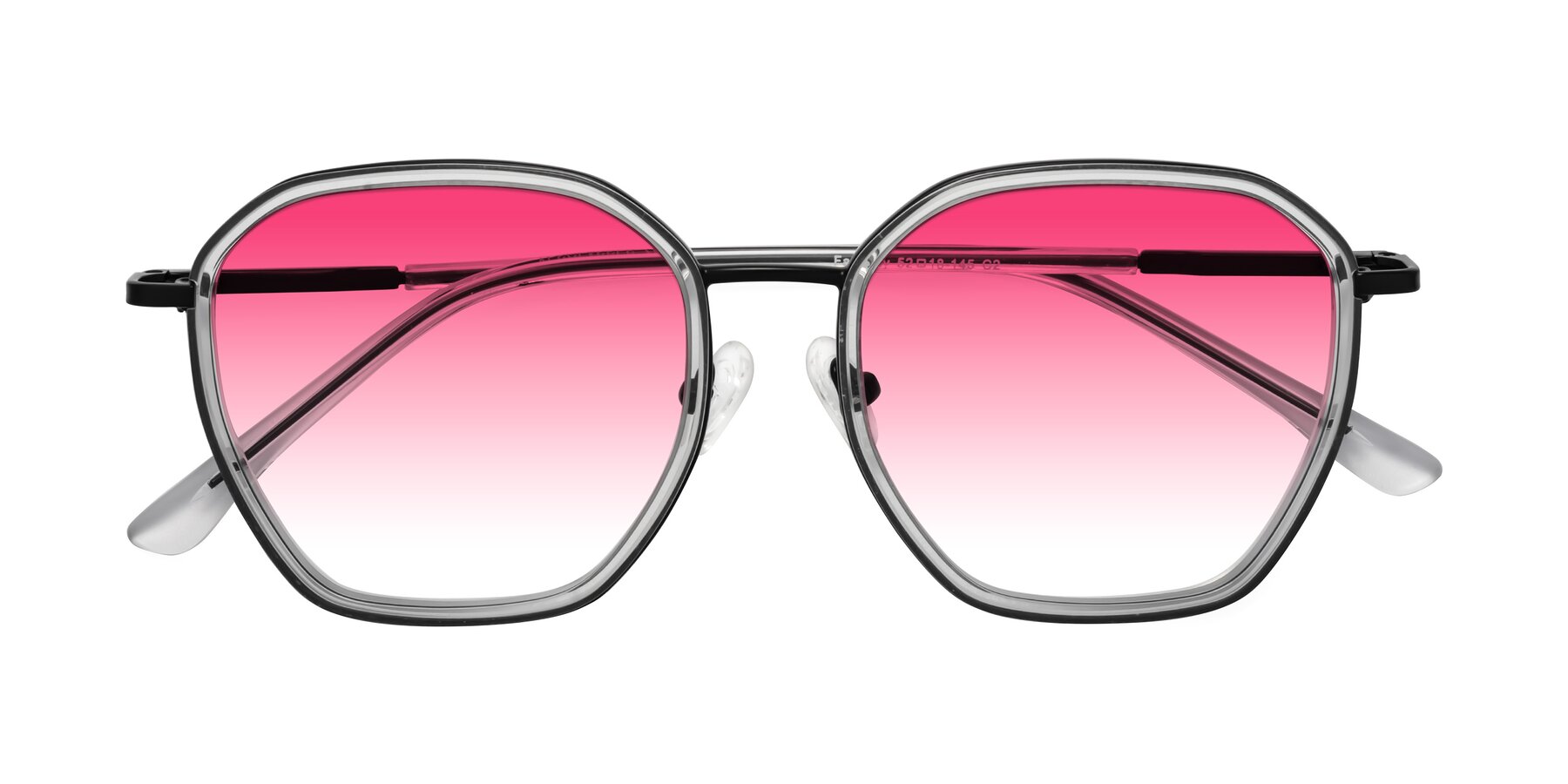 Folded Front of Fammily in Clear-Black with Pink Gradient Lenses