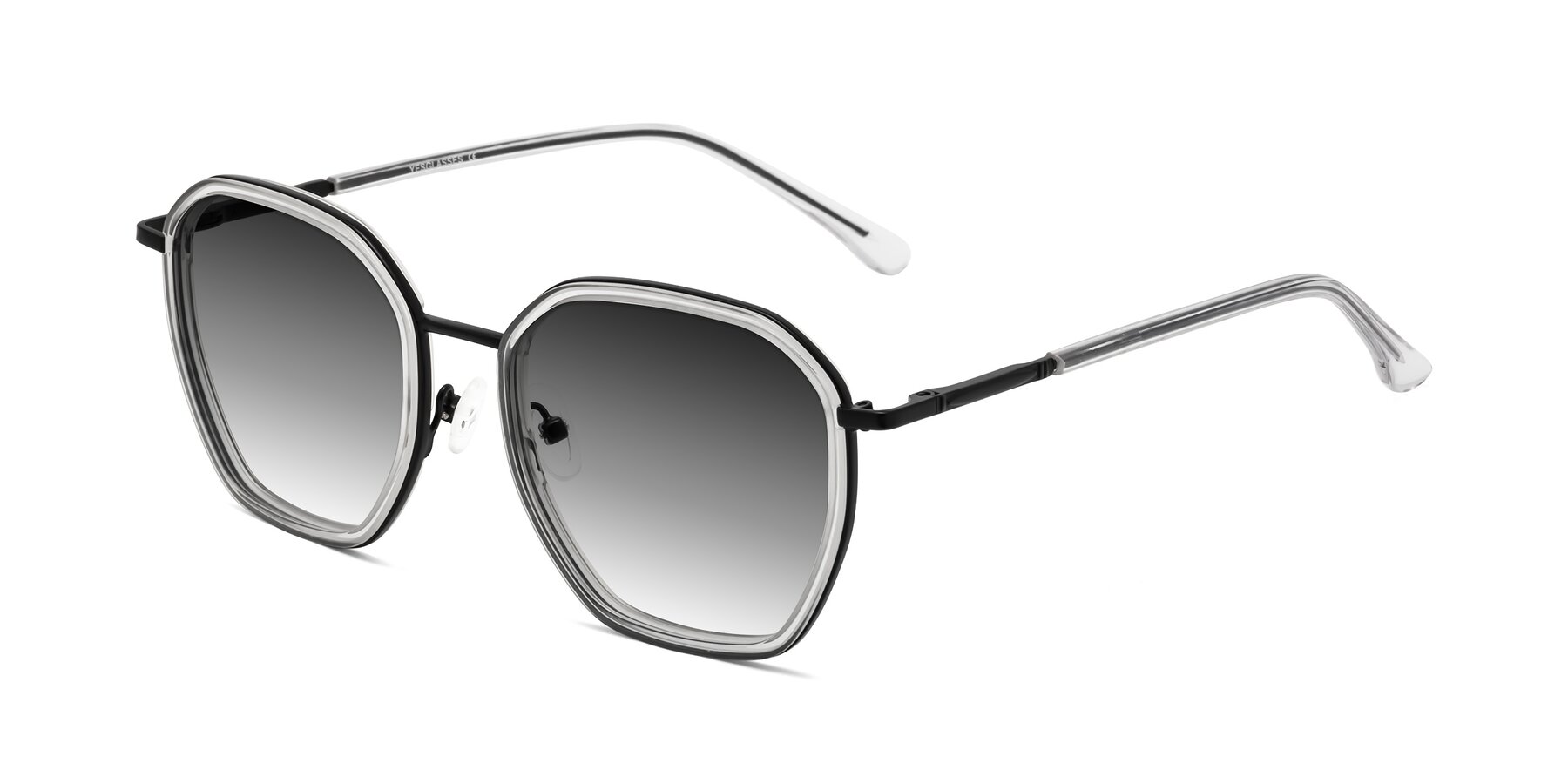 Angle of Fammily in Clear-Black with Gray Gradient Lenses