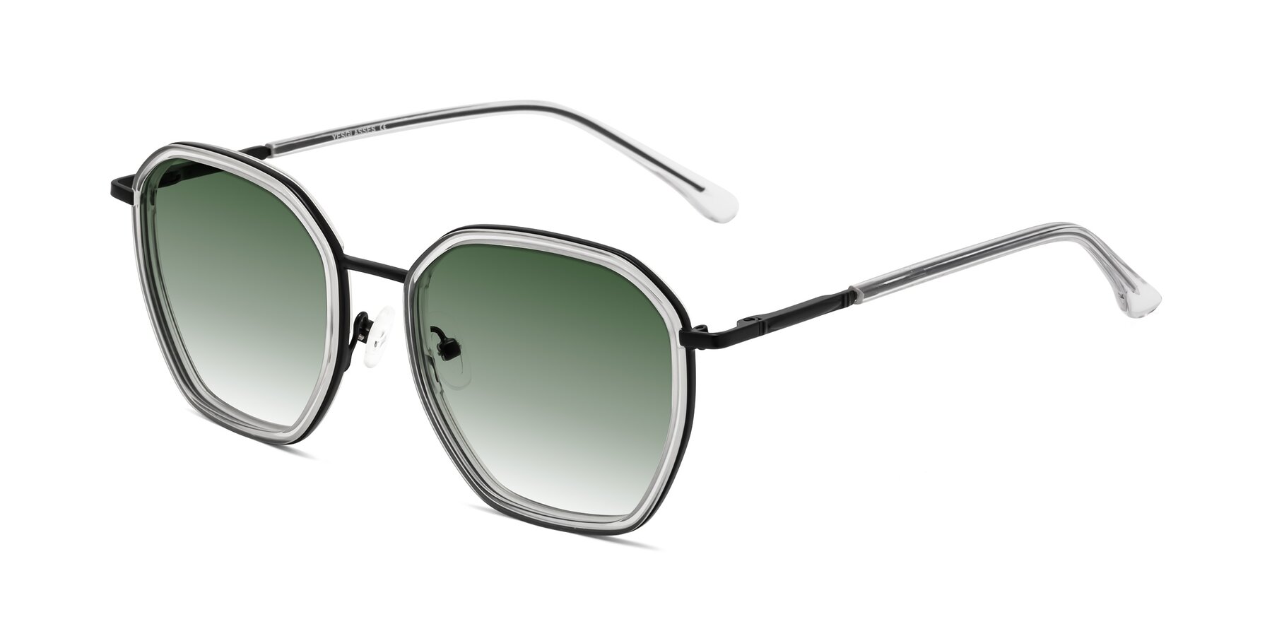 Angle of Fammily in Clear-Black with Green Gradient Lenses