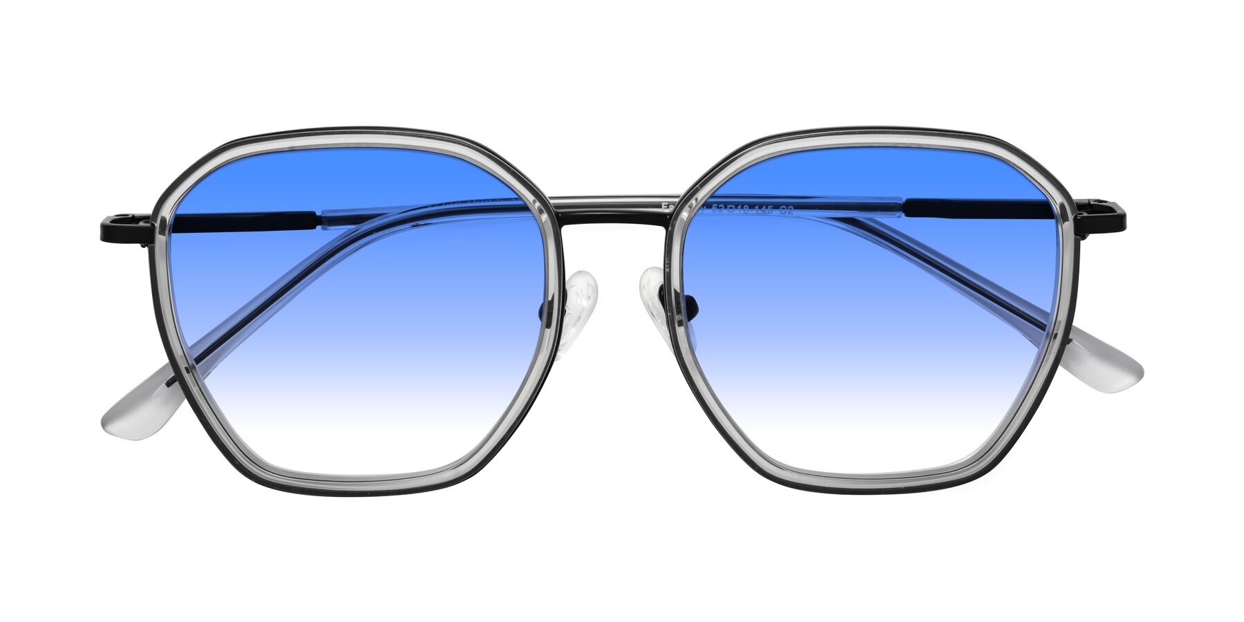 Folded Front of Fammily in Clear-Black with Blue Gradient Lenses