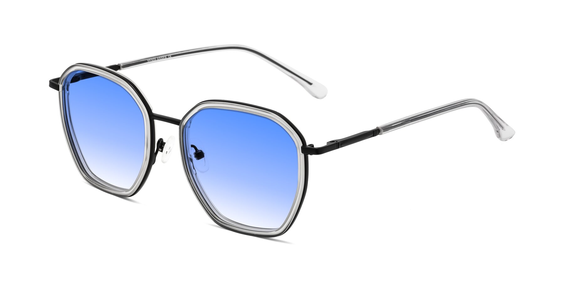 Angle of Fammily in Clear-Black with Blue Gradient Lenses