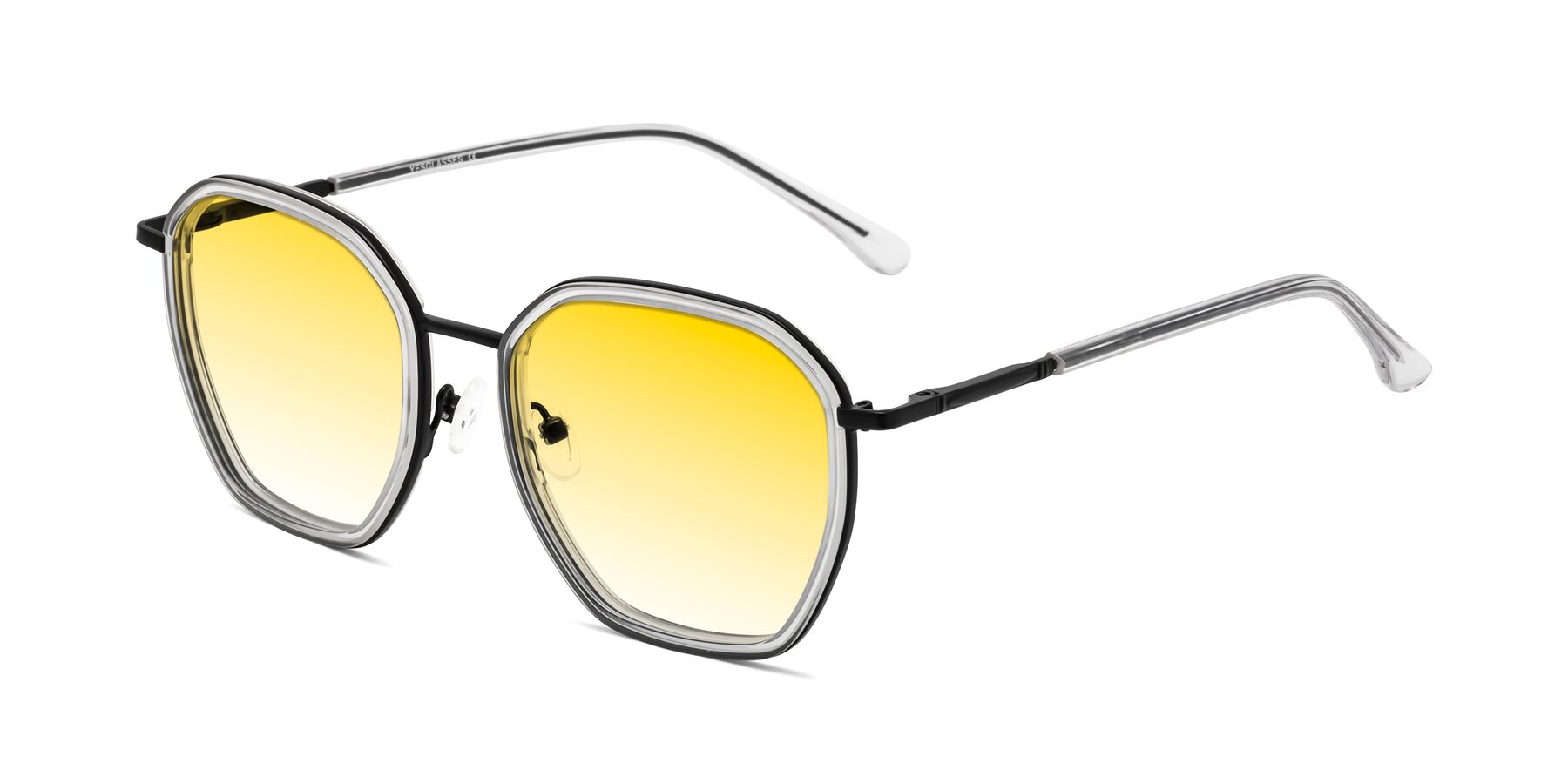 Angle of Fammily in Clear-Black with Yellow Gradient Lenses