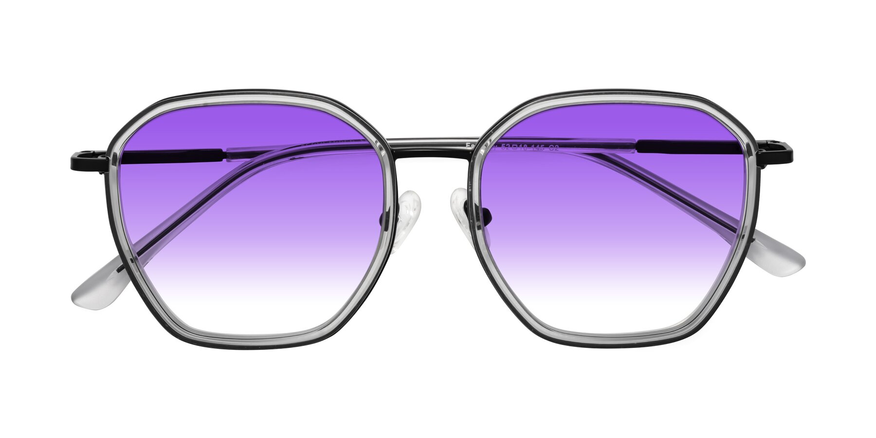 Folded Front of Fammily in Clear-Black with Purple Gradient Lenses