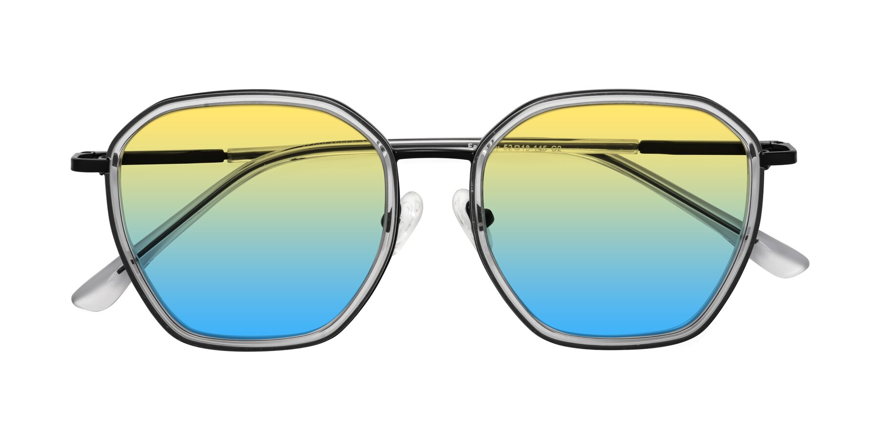 Folded Front of Fammily in Clear-Black with Yellow / Blue Gradient Lenses