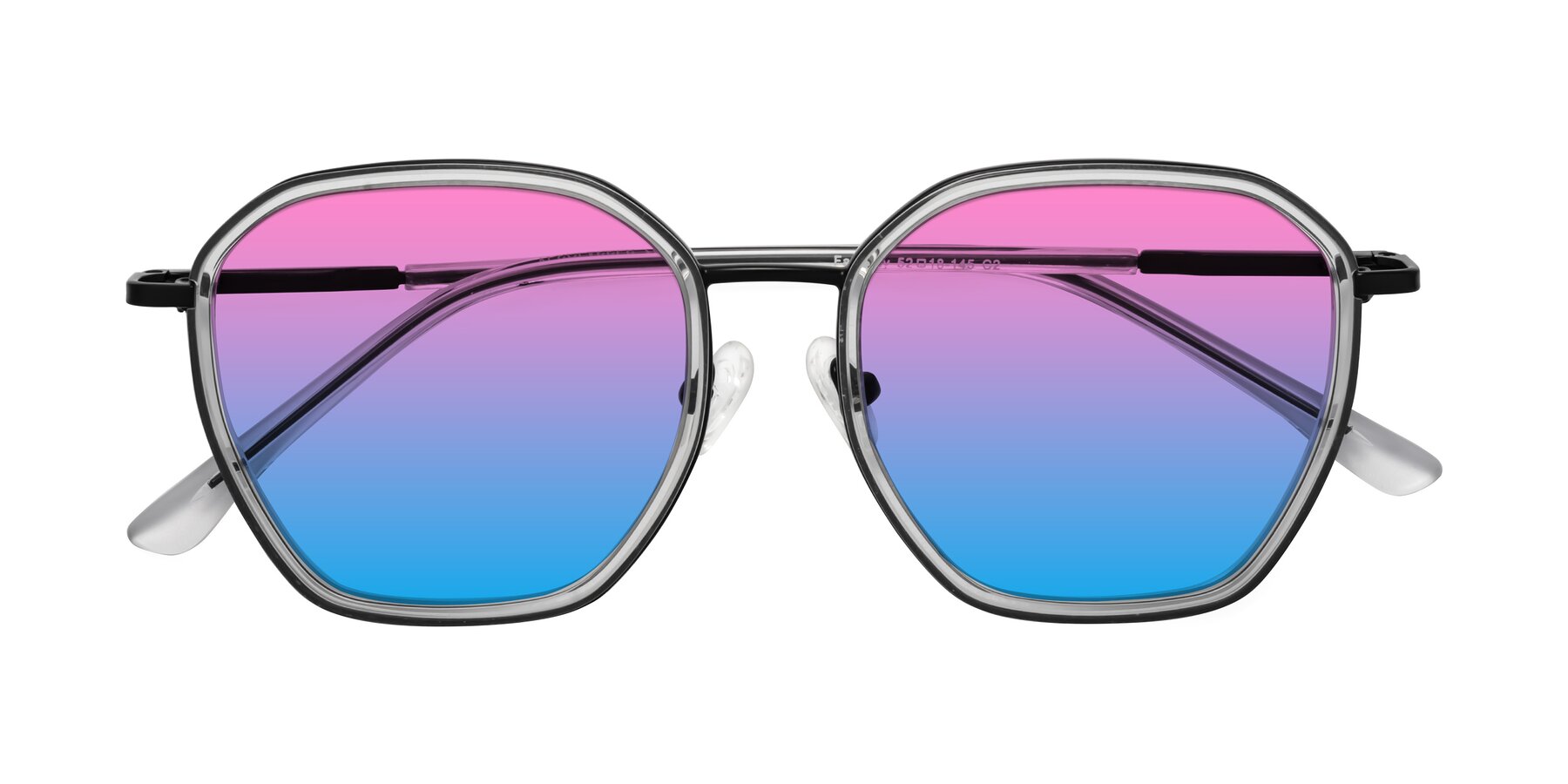 Folded Front of Fammily in Clear-Black with Pink / Blue Gradient Lenses