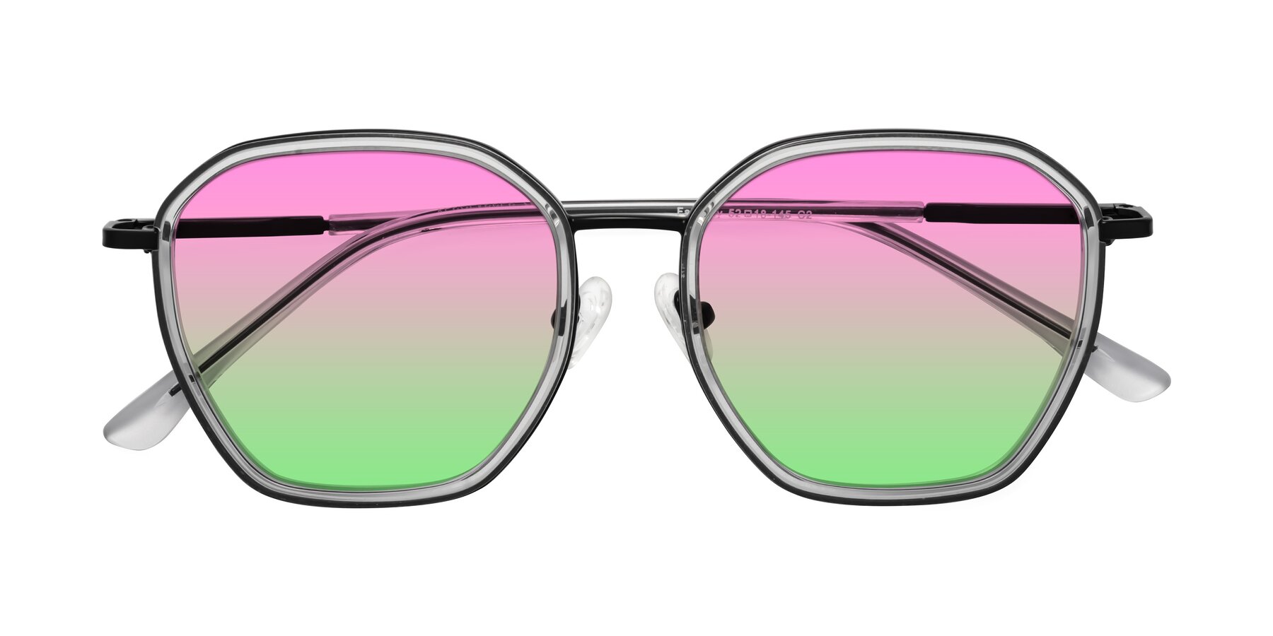 Folded Front of Fammily in Clear-Black with Pink / Green Gradient Lenses