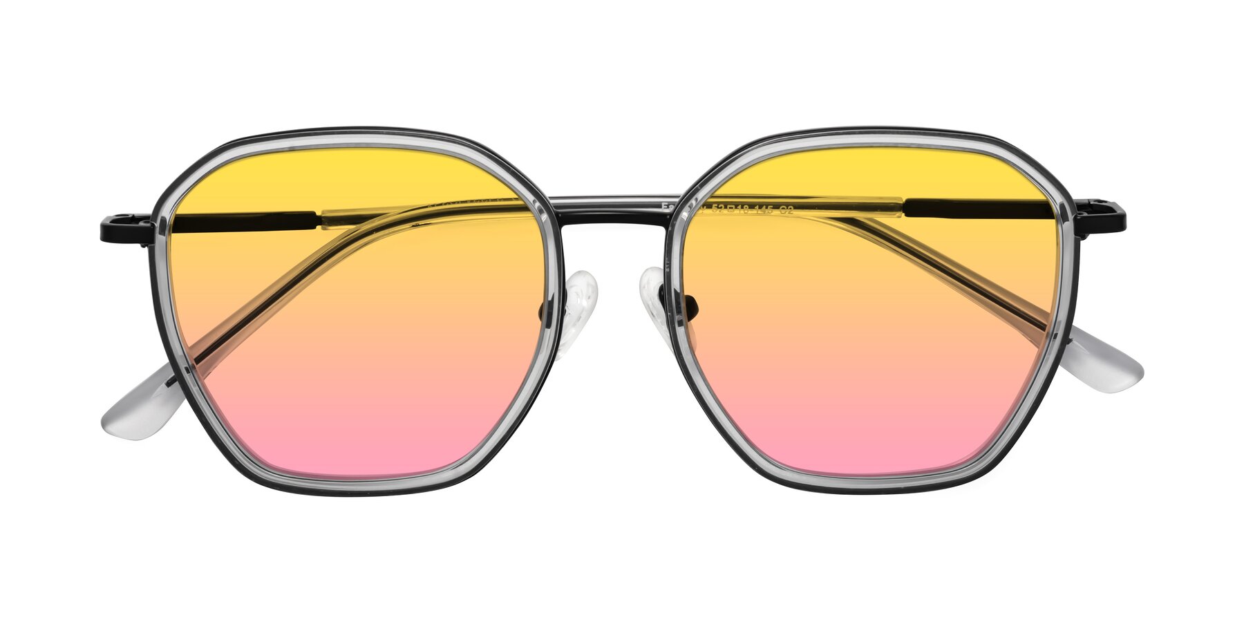 Folded Front of Fammily in Clear-Black with Yellow / Pink Gradient Lenses