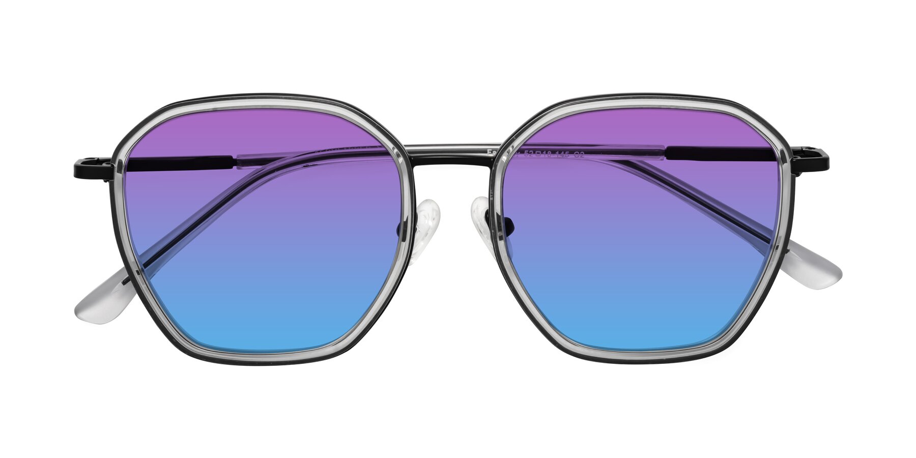 Folded Front of Fammily in Clear-Black with Purple / Blue Gradient Lenses