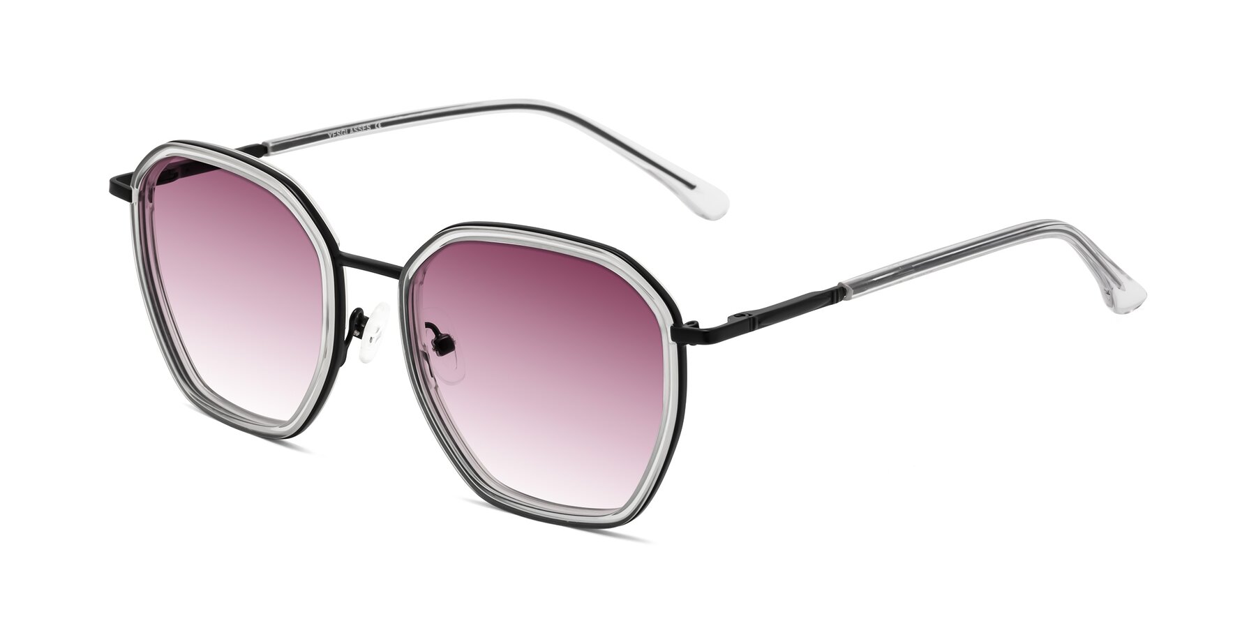 Angle of Fammily in Clear-Black with Wine Gradient Lenses