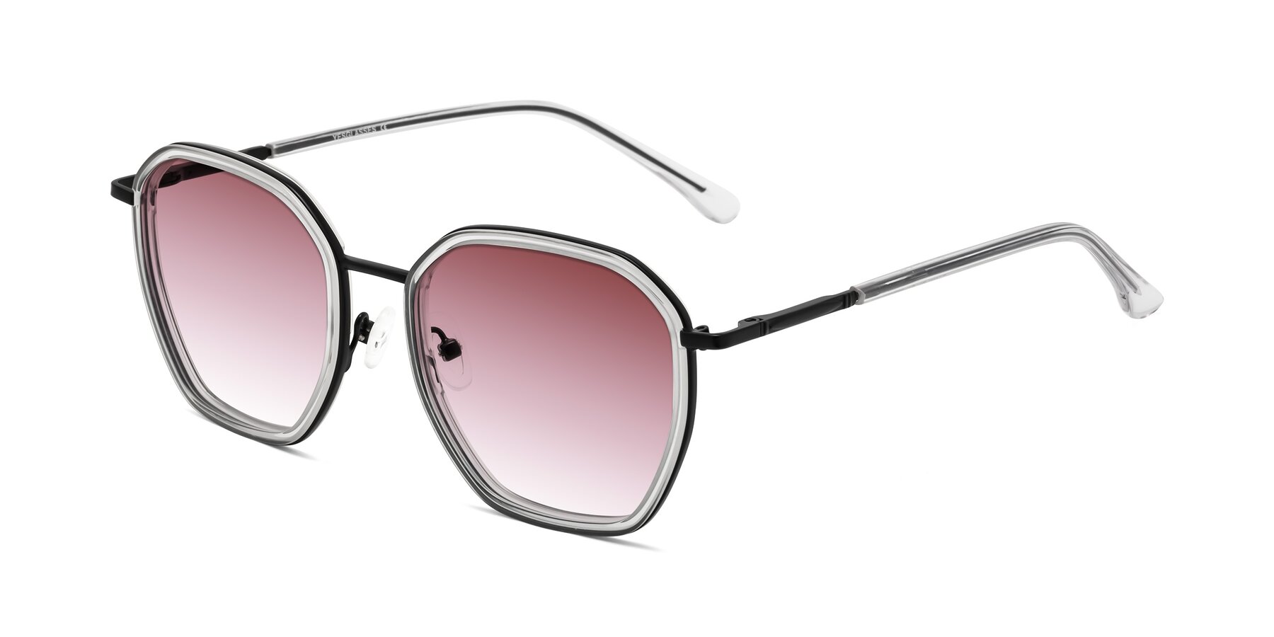 Angle of Fammily in Clear-Black with Garnet Gradient Lenses