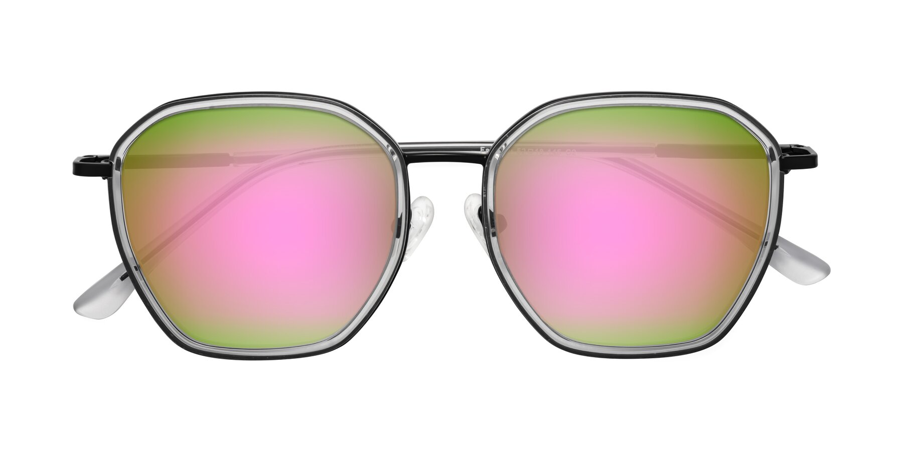 Folded Front of Fammily in Clear-Black with Pink Mirrored Lenses