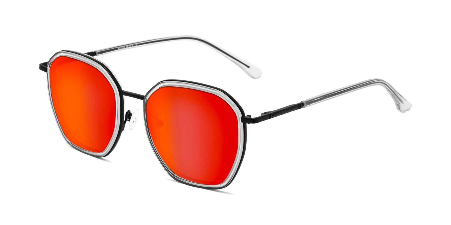 Angle of Fammily in Clear-Black with Red Gold Mirrored Lenses