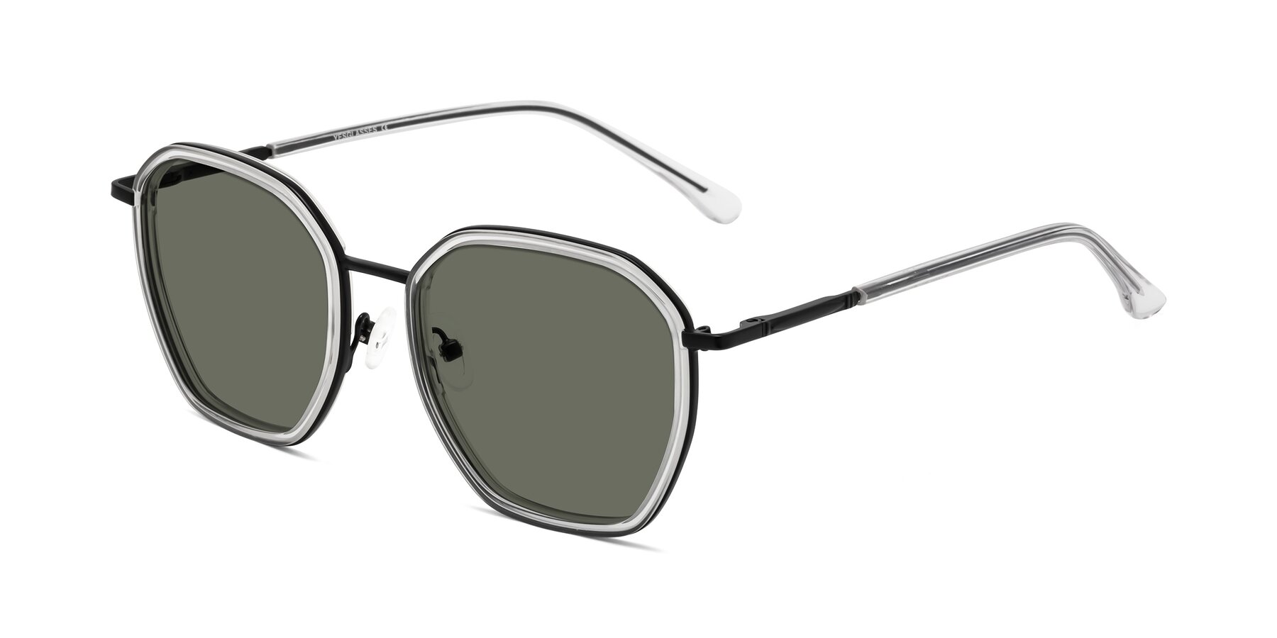 Angle of Fammily in Clear-Black with Gray Polarized Lenses