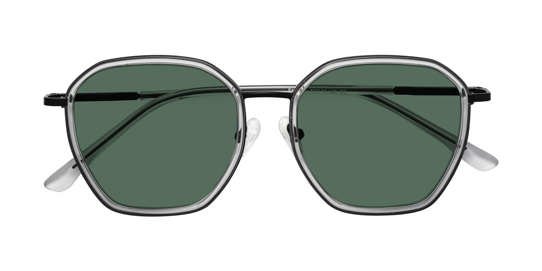 Folded Front of Fammily in Clear-Black with Green Polarized Lenses