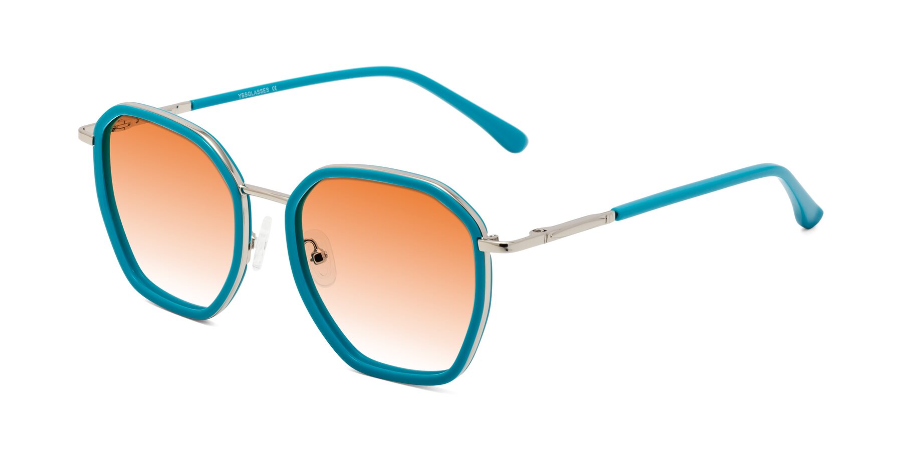 Angle of Fammily in Teal-Sliver with Orange Gradient Lenses