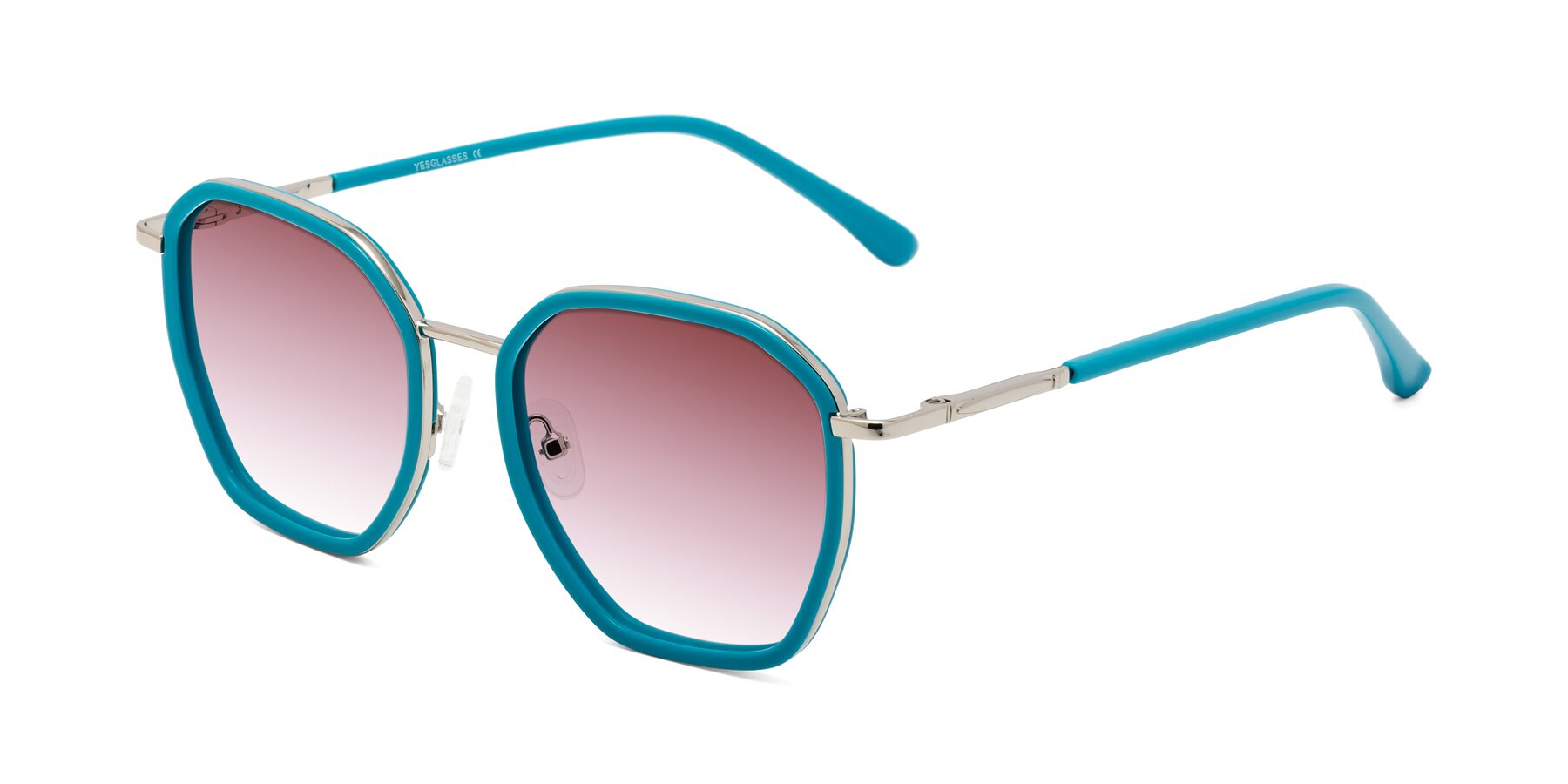 Angle of Fammily in Teal-Sliver with Garnet Gradient Lenses