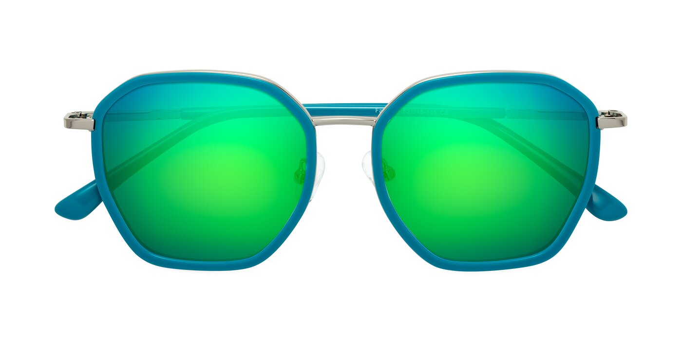 Fammily - Teal/Silver Flash Mirrored Sunglasses