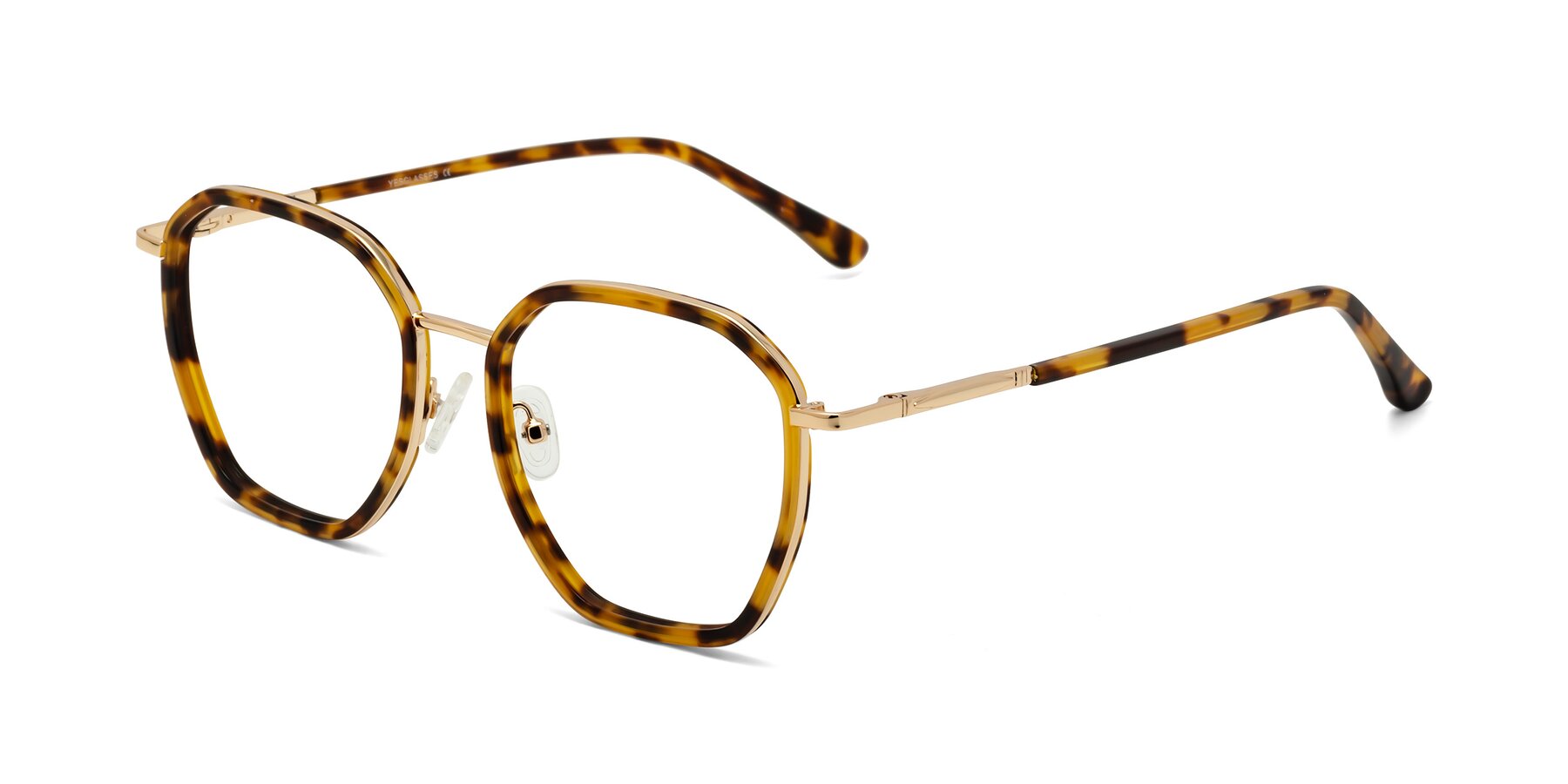 Angle of Fammily in Tortoise-Gold with Clear Eyeglass Lenses