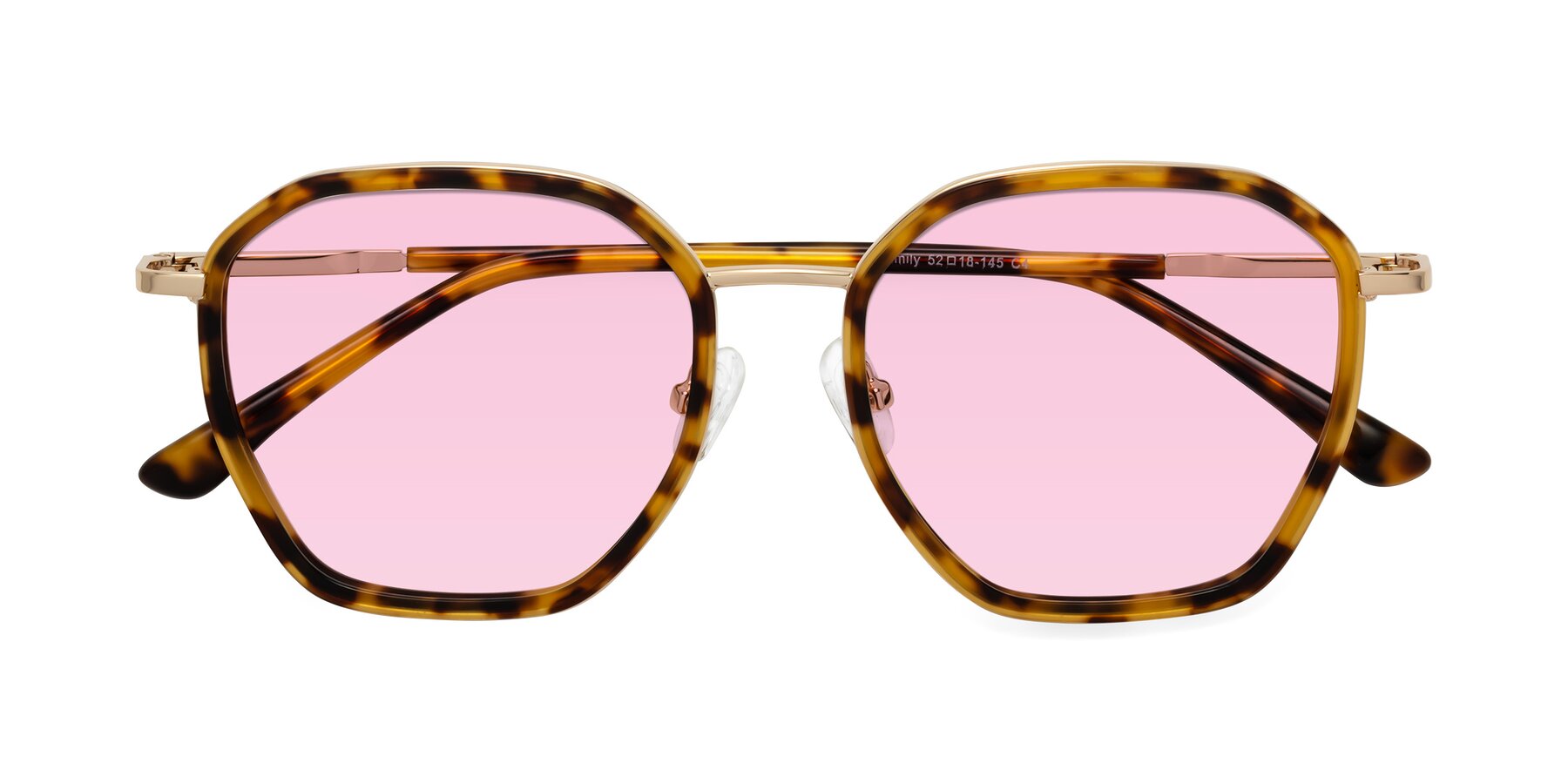 Folded Front of Fammily in Tortoise-Gold with Light Pink Tinted Lenses